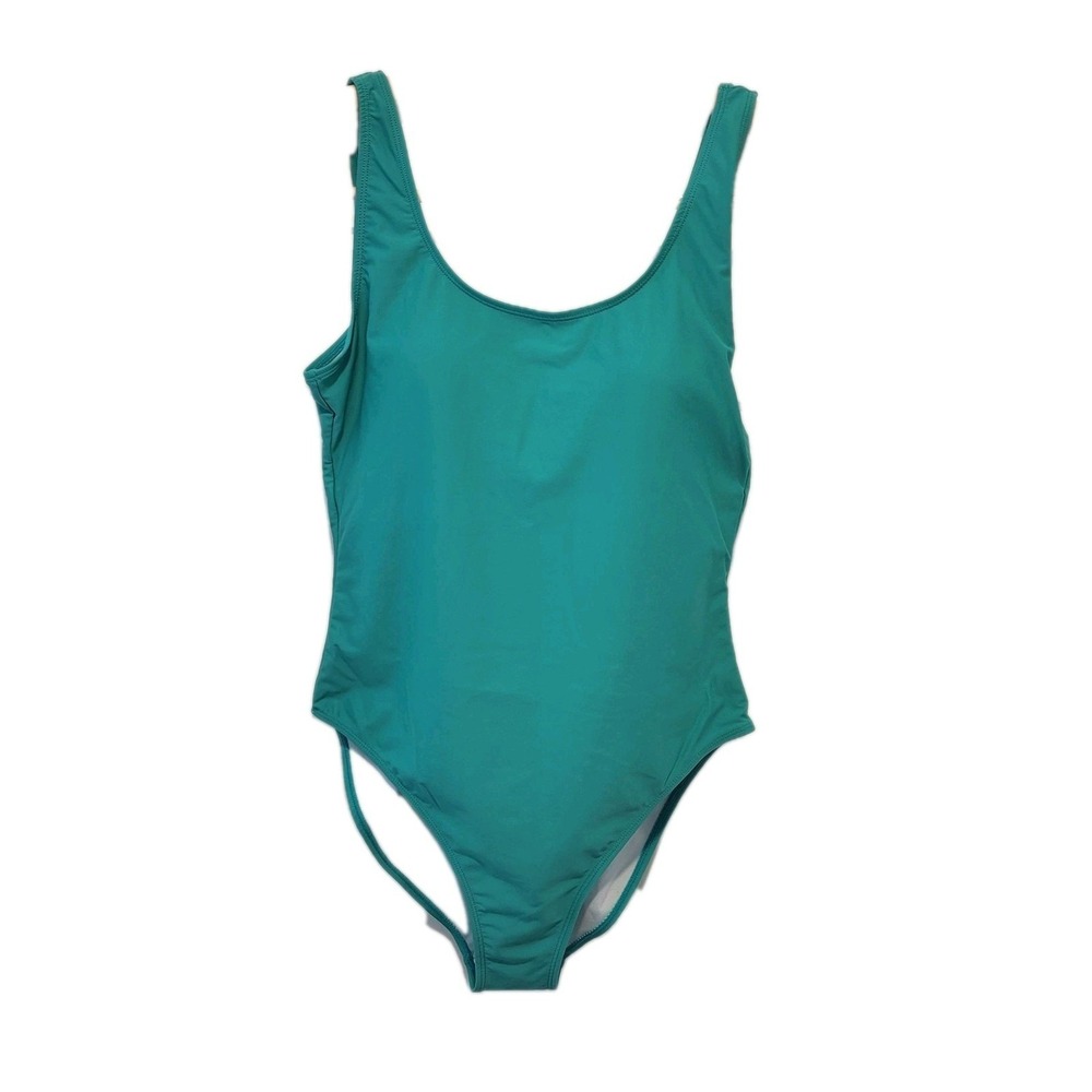Nicole Miller Studio Women's Scoop Back One Piece Swimsuit Sea Green Large Beach